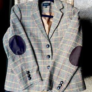 Herringbone plaid tweed blazer Talbots sz 16